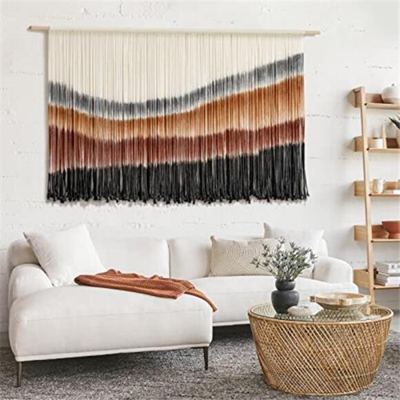 Macrame Wall Hanging Macrame Wall Decor Large-Scale Tie-Dye Tapestry - Picture 4 of 7